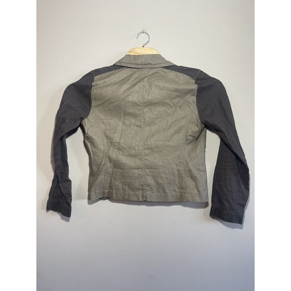 Eileen Fisher Asymmetrical Zip Moto Jacket-Org Linen-Stone/Brown-Medium NWT $258 - Picture 3 of 7